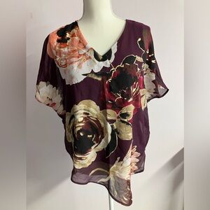 Women’s Dressy Top/Blouse, Size S, Floral, Maroon, Pullover, NWT, by Roz & Ali
